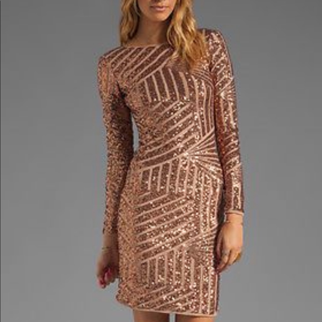 Bcbg Maxazria Rose Gold Sequin Dress